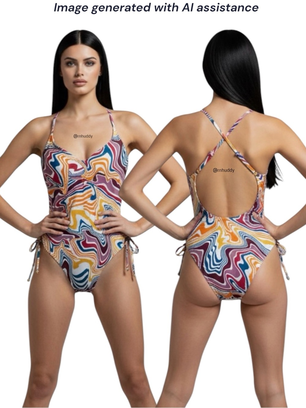 BCBGeneration M psychedelic swirl swimsuit